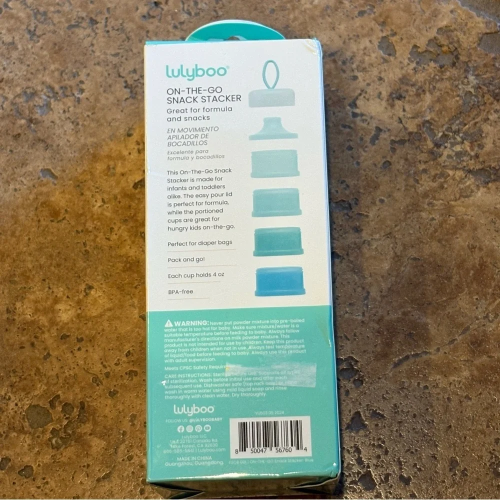 NWT~LULYBOO Baby & Toddler Blue On-the-Go 4 Cup Snack Formula Stacker